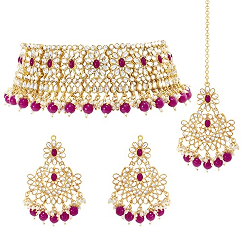 Image of Peora Crystal Faux Pearl Necklace & Jewellery Set Gift for Women