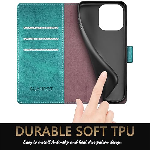 Étui portefeuille iPhone 15 Pro antichoc avec blocage RFID et béquille