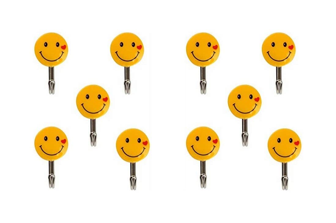 Plastic Self Adhesive Smiley Wall Hooks, Wall Sticker Hooks Load Capacity Up to1 kg, Set of 10 Pieces (10) (B095NV46JX) Amazon Price History, Amazon Price Tracker