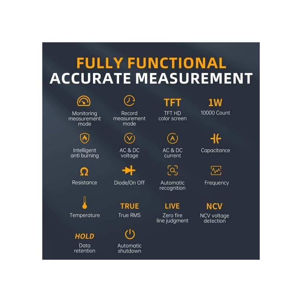 FNIRSI DMT-99 Digital Multimeter 9999 Counts TRMS Rechargeable Smart Multimeter Tester With Auto Ranging Measures Ncv Voltage Current Resistance Diodes Capacitance Frequency Temperature - View #10