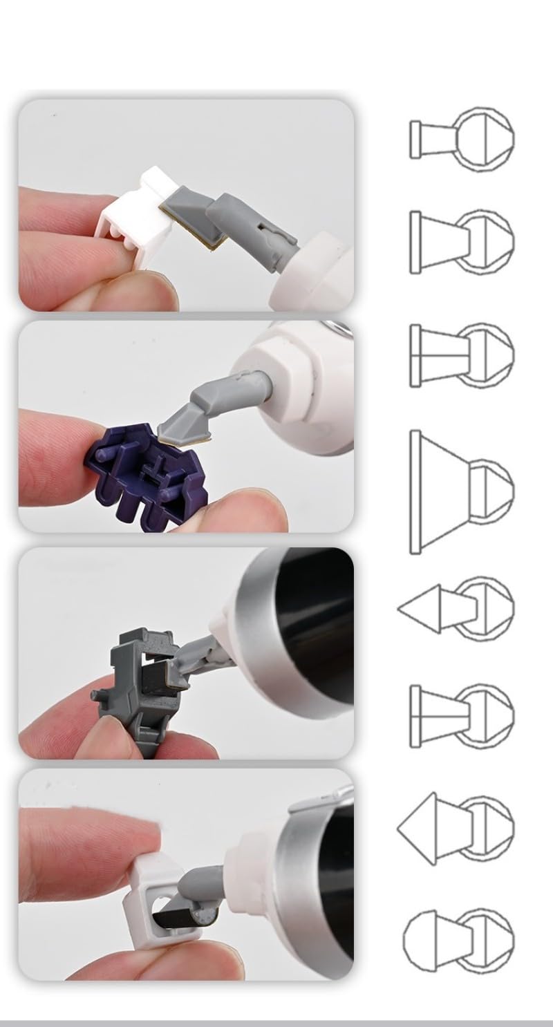 ANSAI Lijadora eléctrica alternativa, con 8 cabezales de lijado para pasatiempos, arte, miniatura, pulido de figuras, lijado