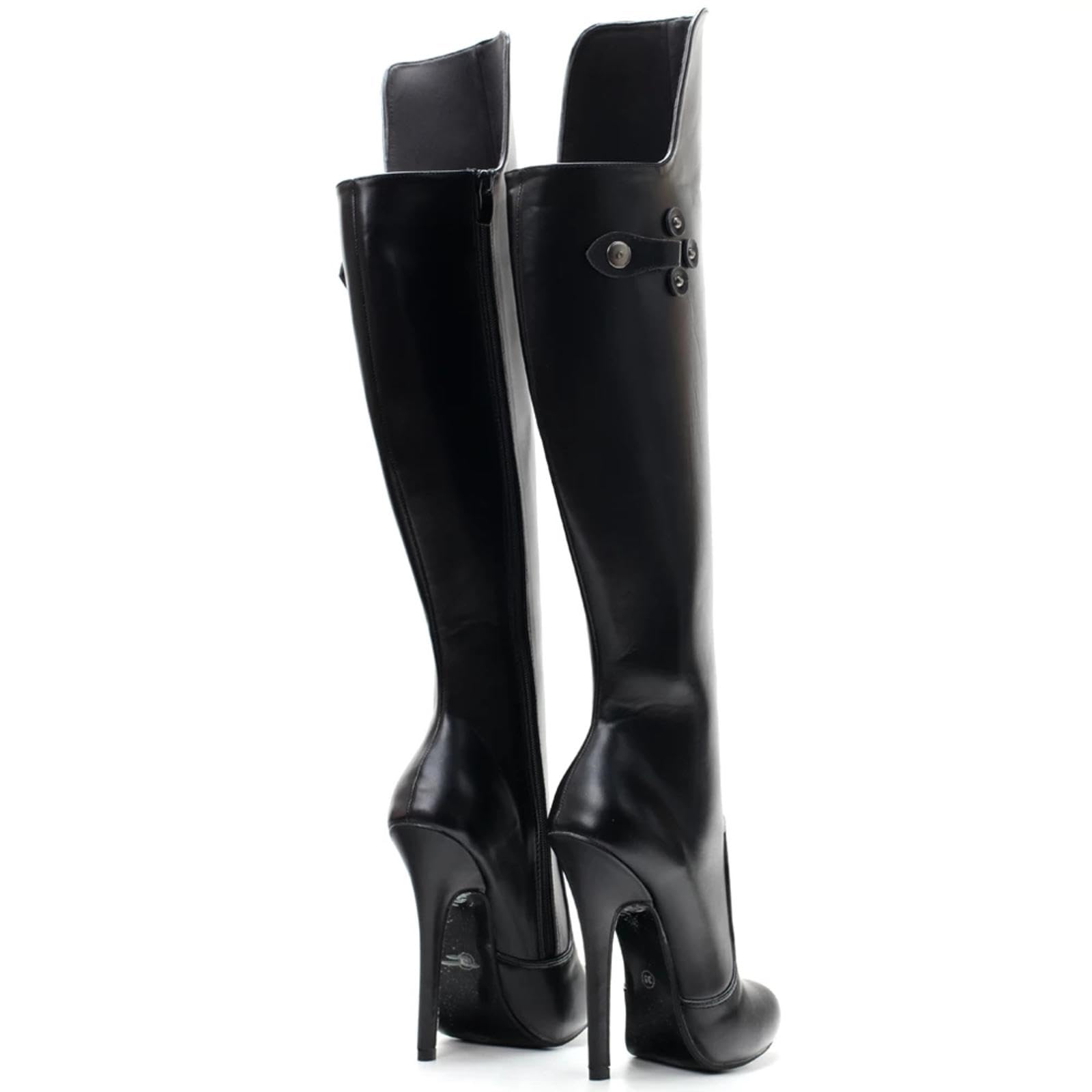 high Heels Hohe Absätze 14cm Kniehohe Stiefel mit dünnem Absatz,Black-42