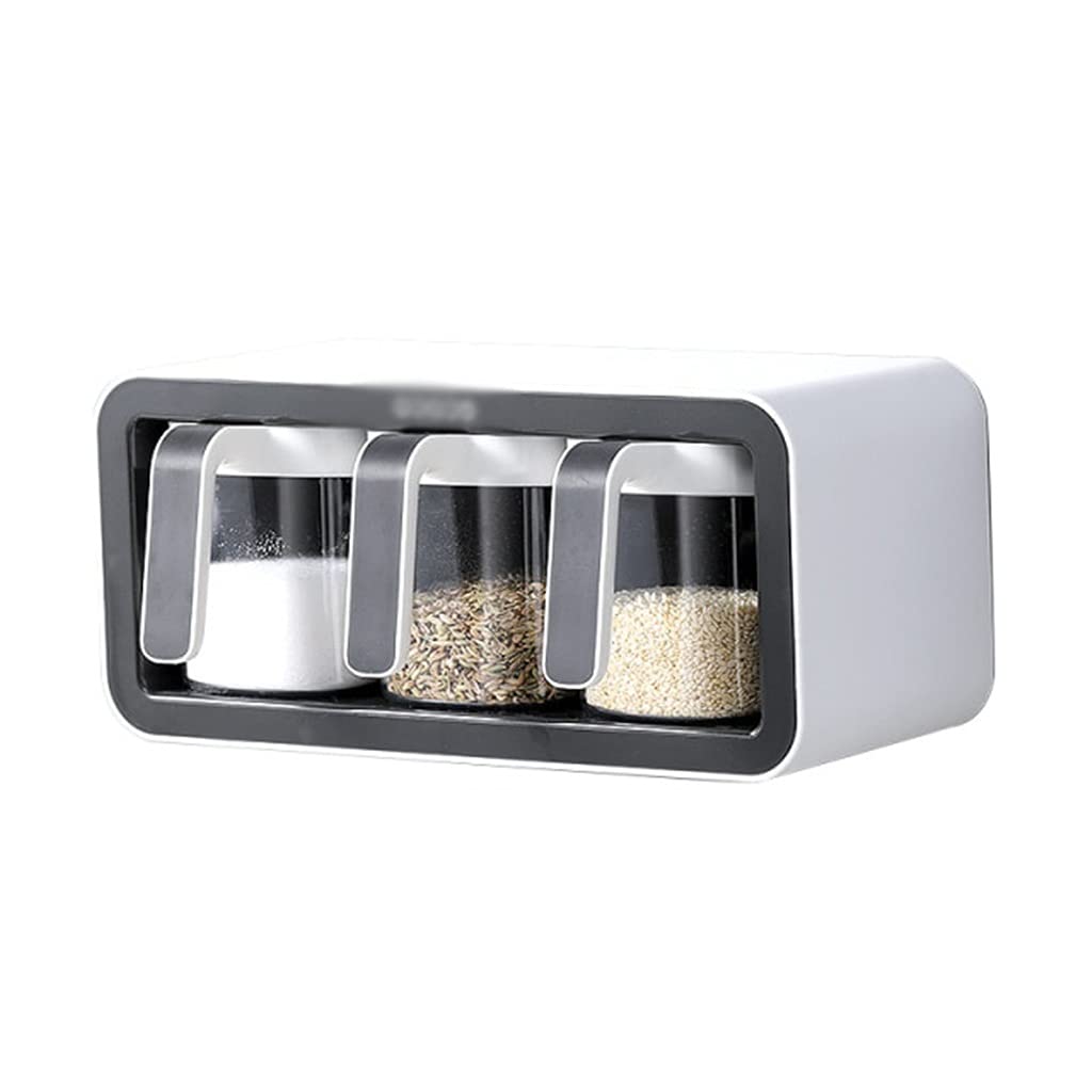 IANSHFKN Kitchen Wall Mount Spice Rack Sugar Bowl Salt Shaker Container Boxes With Spoons Organizer Utensils Storage Sets