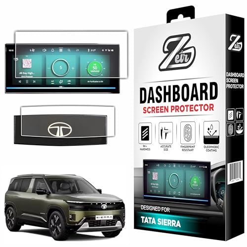 Image of ZEIR [2 PACK Screen Protector Compatible with Tata Sierra 2025 Facelift | 10.25-Inch Infotainment & Steering Cluster Guard For TataSierra Pure, Pure+ & Adventure Accessory [Not Tempered Glass]