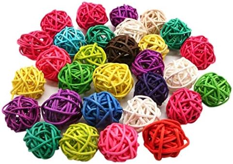 DIY Bird Toys Ideas That Will Transform Your Pet's Playtime Experience 5 LIUSM 20 Pcs Colorful Handmade Wicker Rattan Balls Decorative, Pet Bird Chew Toy Party Wedding Table Decoration Decorative Crafts Hanging DIY Accessories