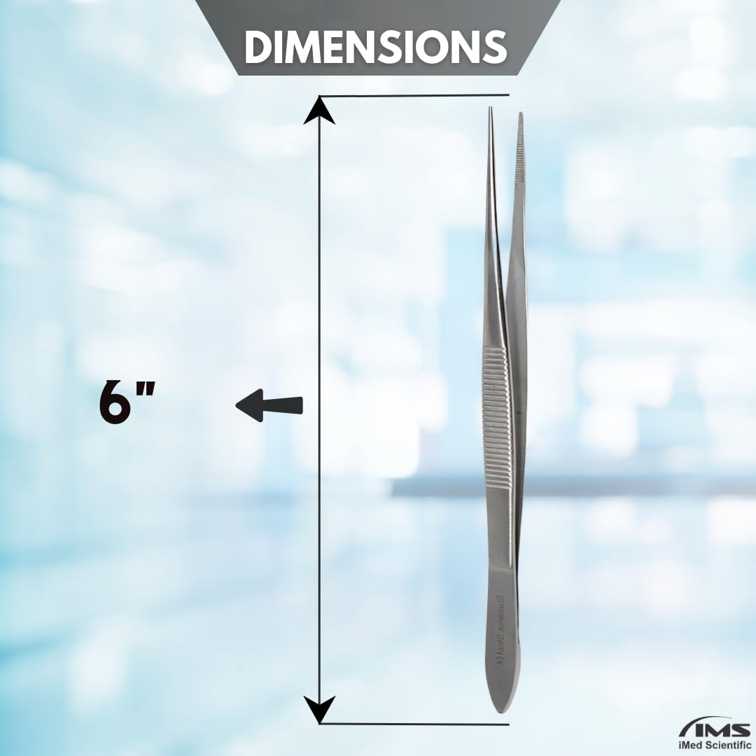 Multifunction Lab Tweezers Narrow Micro Point Fine Serrations Stainless Steel Forceps - 6