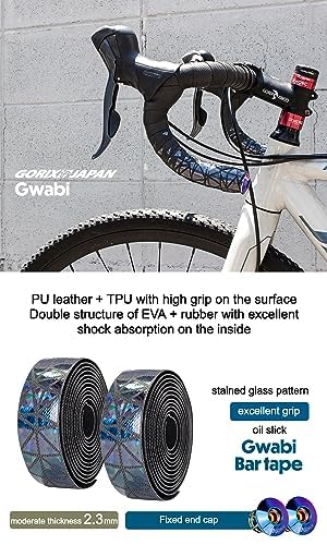 GORIX Bar Tape Handlebar Grip Wrap+2 Bar Oil Slick Plug Black Road Bike Bicycle Cycling (Gwabi)