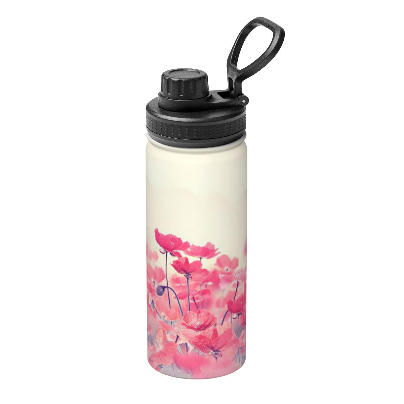 Bouteille d'eau isotherme pour le bureau et le sport gourde fleurs rouges
