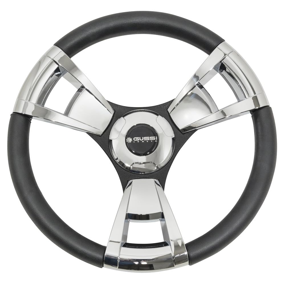 Gussi Italia Model 13 Chrome Golf Cart Steering Wheel for EZGO