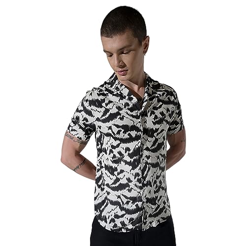 Image of Hubberholme Men's Rayon Relaxed Fit Printed Half Sleeve Resort Shirt