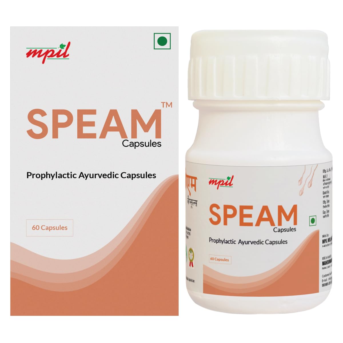 MPIL Speam Capsule, Testosterone Supplement For Men And Women With Kapikachu Seeds,Gokhri Chhota,Swarn Bang And Vidari Kand Pack Of 60 Capsule