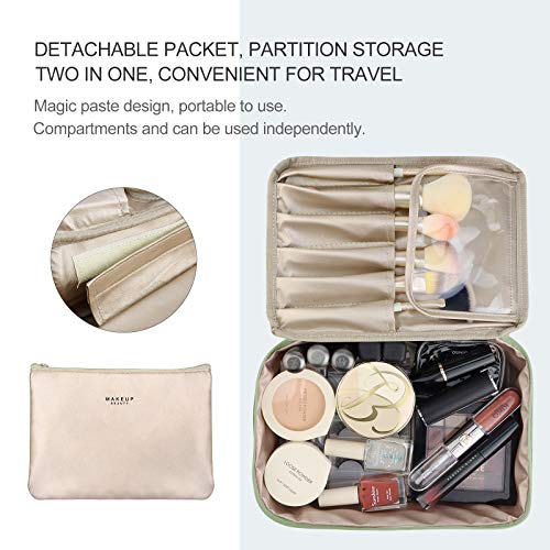 Pocmimut Makeup Bag Cosmetic Bag for Women Cosmetic Travel, Large Toiletry Bag for Girls Brush Bags Reusable (Green) - Image 5