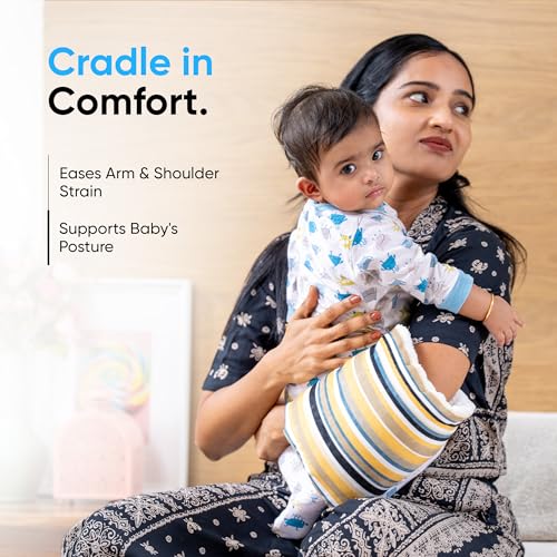 Image of Frido Cradle Arm Baby Feeding Pillow | Ergonomic Support for Nursing, Bottle Feeding & Soothing | Hypoallergenic Fabric & Microfiber Padding | Comfort for Baby & Reduces Arm Fatigue for Mom | Yellow