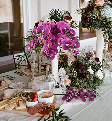 Sdeerit 24" Purple Phalaenopsis Orchid Artificial Flower, 6 Pcs Faux Purple Orchid Real Touch Latex Artificial Orchids Faux Orchid Fake Orchid For Home Office Wedding Decor (Purple) #TOP2