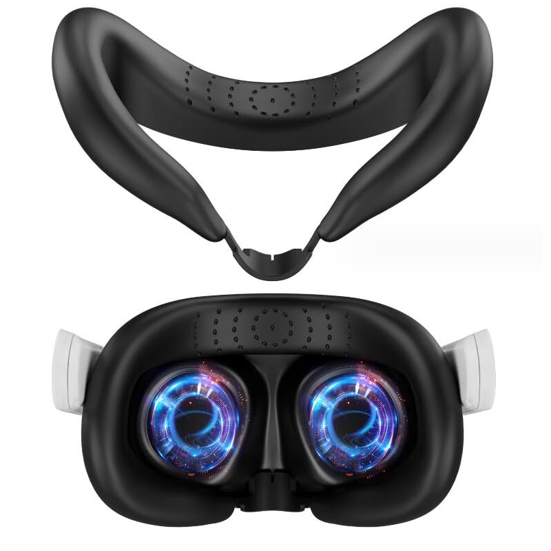 Coyktonty Silicone VR Face Cover Eyecups for Meta Quest 3, Reduces Light Leakage Dust and Sweat Resistant Mask (Black)