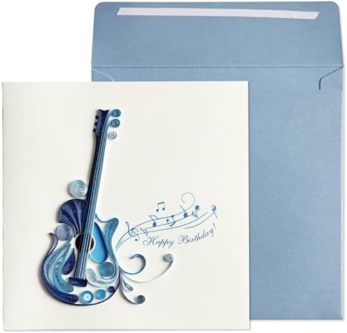 NIQUEA.D Tarjeta de Feliz Cumpleaños, Guitarra Quilled (NB-0077)