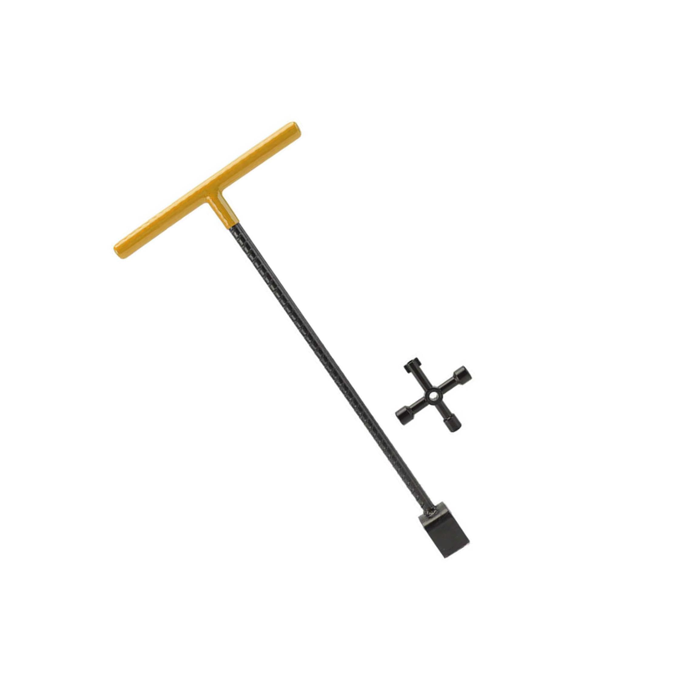 PUXZYAX Utility Tool for Valves T Handle Water Meter Key Wrench Sturdy 4 Ways Shut Off Situations Electricity 4 Ways Utility Tool for Valves Durable T Handle, Yellow, 17 inch