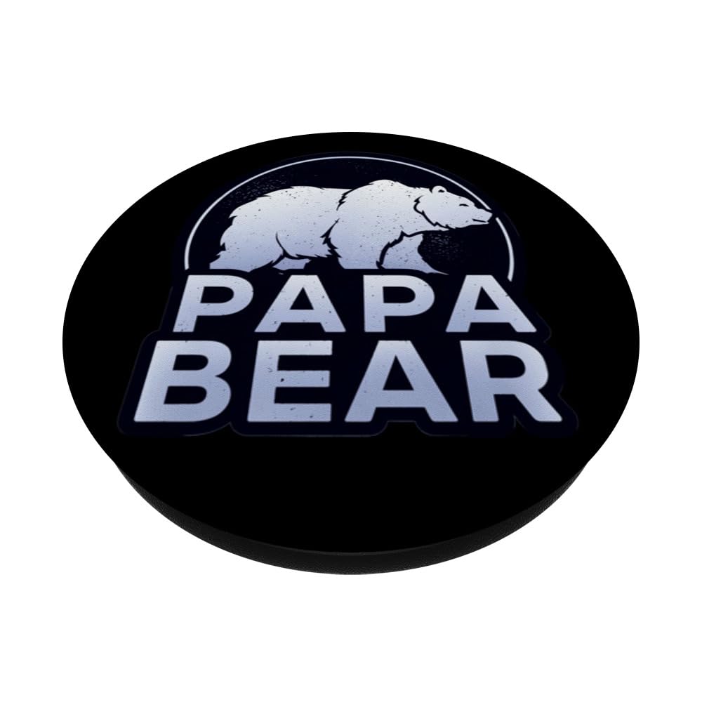 Papa Bear Dad Father's Day Gift Daddy PopSockets Swappable PopGrip, Black - Image 2