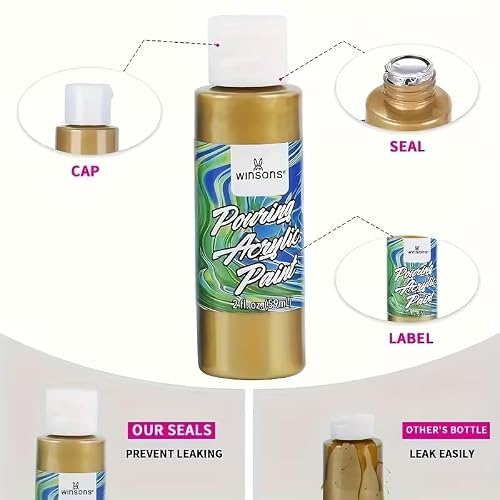 WINSONS 24 Pack Acrylic Pouring Paint,23 Colors Ready-to-pour Acrylic Paint with 1 Silicon Oil, 59ml/2oz Each, Rich Pigment, High Flow Pouring Paint Set for Canvas, Rock, Ceramic, Wood - Image 3