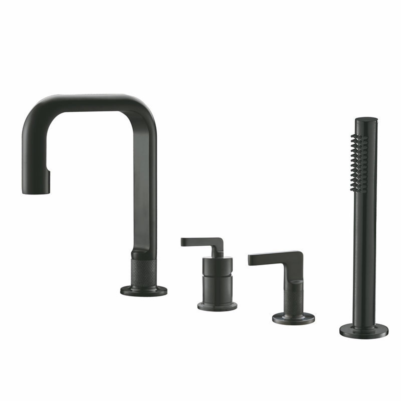Mitigeur de baignoire 4 trous noir avec douchette rétractable 11111S