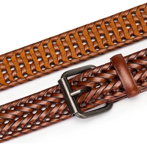 Mens Braided Belt for Jeans Pants Casual Belts with Classic Single Prong Buckle4