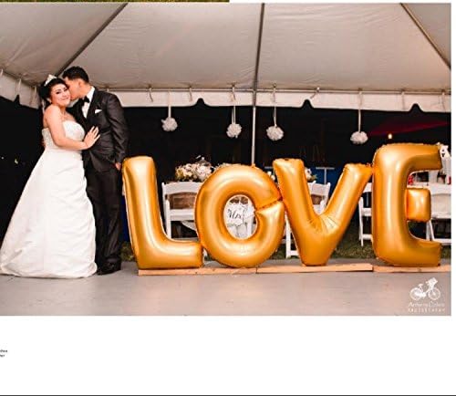 B-G Love (40 Inch) and"I do" Diamond Ring (27 Inch) Extra Large Balloon Set, Independence Day, Festival, Romantic Wedding, Bridal Shower, Anniversary, Party Decor, Vow Renewal (Golden) H007