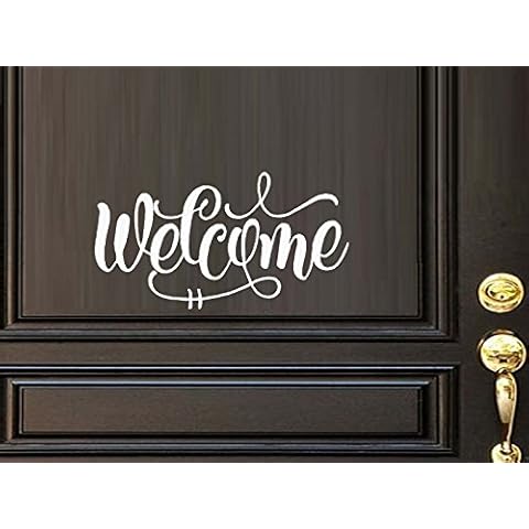 BestPricedDecals Welcome: #3 Wall, Door or Window Decal~ 6" x 13" (White) Cover