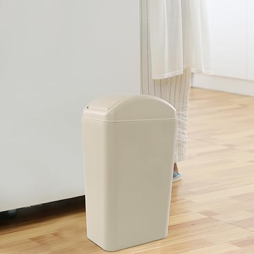 Miniatura 4 de Obstnny Bote de basura de plástico delgado para espacios estrechos en casa u oficina caqui