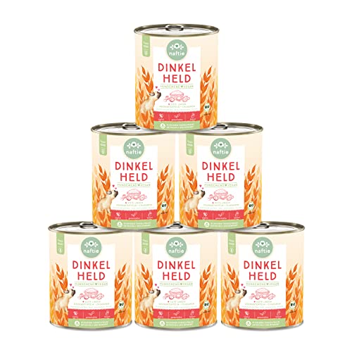 naftie veganes Hundefutter Bio Dinkel Held - Nassfutter Menü mit Dinkelflocken - purinarm - Diät-Futter - 6X 800g