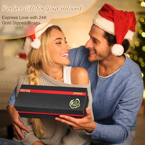 Sinvitron-Gold-Dipped-Rose-24K-Real-Rose-Long-Stem-Gold-Plated-Rose-with-Stand-Romantic-Gift-for-HerBirthday-Gifts-for-Her-24K-Golden-Rose-for-Anniversary-Valentines-Day-Mothers-Day-Sweet-Pink