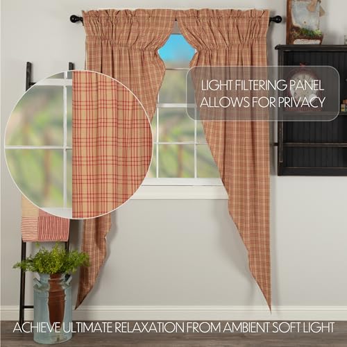 VHC-Brands-Sawyer-Mill-Plaid-Cotton-Farmhouse-Bedroom-Curtains-Rod-Pocket-Drawstring-Ties-Prairie-Panel-Pair-84-Inches-Long-Red VHC Brands Sawyer Mill Plaid Cotton Farmhouse Bedroom Curtains Rod Pocket Drawstring Ties Prairie Panel Pair 84 Inches Long Red