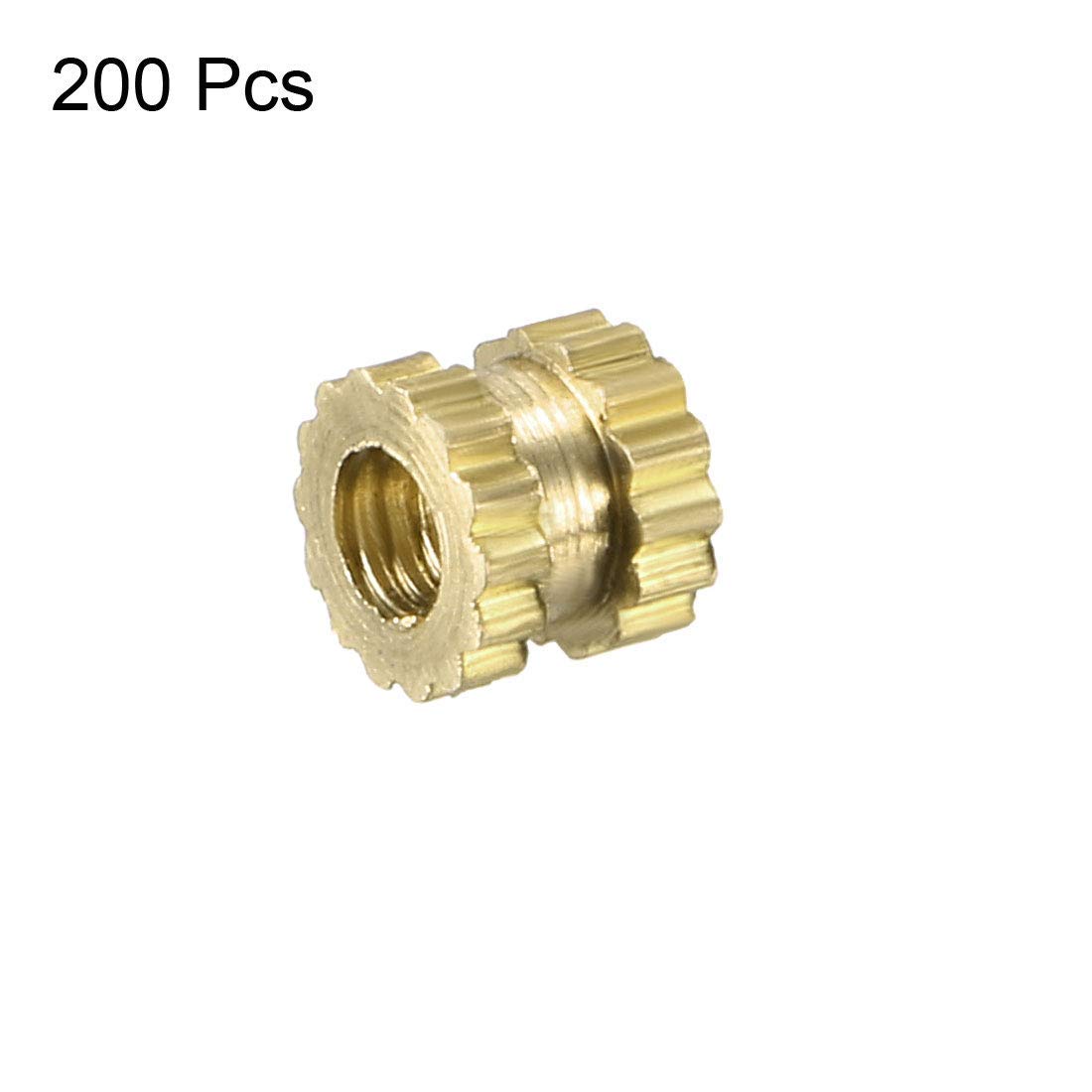 20 écrous Moletés Inserts Filetés M2 X 3mm – Laiton, Couleur Or – Uxcell