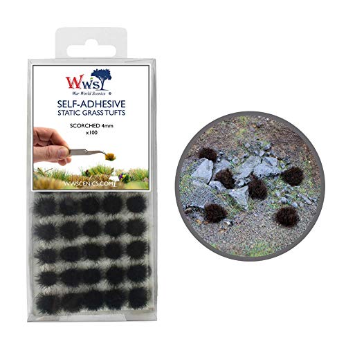 War World Scenics Scorched 4mm Self Adhesive Static Grass Tufts x 100 – Railway Modeling Wargaming Terrain Model Diorama