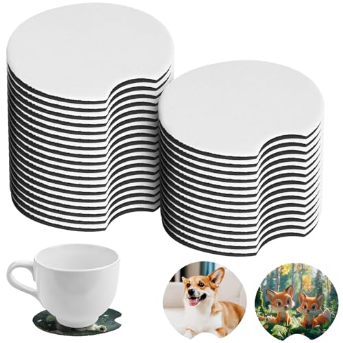 AUTSUPPL 36 Piezas Posavasos para Coche de Neopreno Anticorrosión Unidades con Ranura para Sublimación y Manualidades Antideslizantes para Portavasos Automotriz