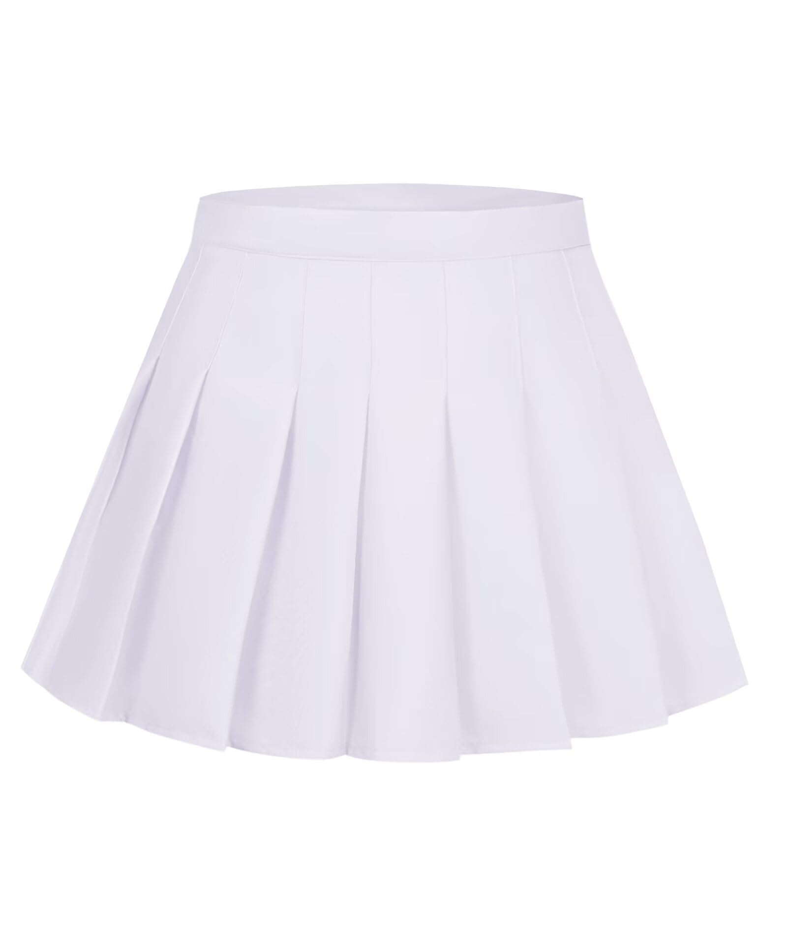 Womens Girls Pleated Skirt School Uniform Skorts High-Waisted A-line Skirt with Built-in Shorts Athletic Casual Skorts
