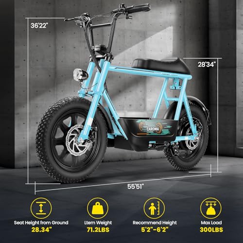 Caroma Peak Electric Scooter with Seat (Blue) - 800W Motor, 20 MPH Top Speed, 25 Mile Range - Image 5