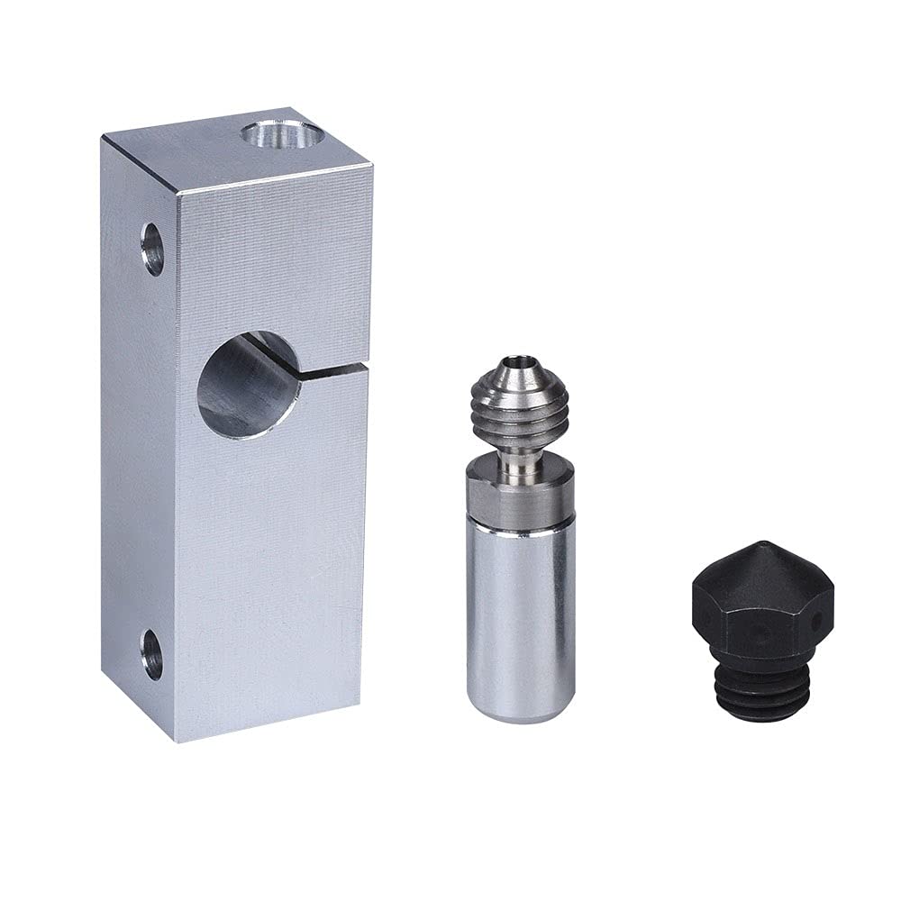 Druckerteile MK10 Hotend-Kit Ganzmetall-Heißbruch-gehärtete Stahldüse 1,75-MM-Filament-3D-Druckerkonverter-Thermorohr-Reparaturteile (Farbe: Only Block) (Color : All Kit 0.2MM Nozzle)