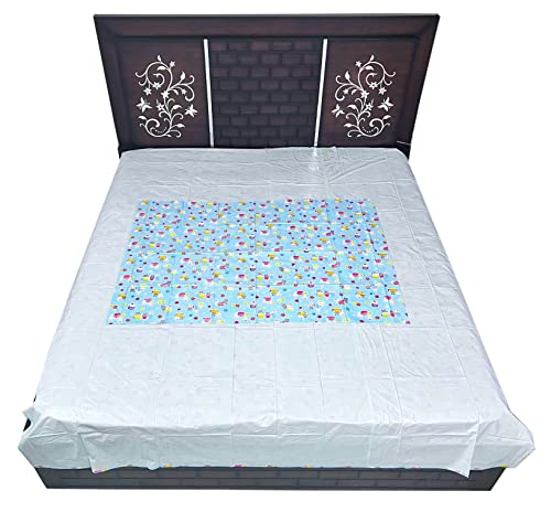Image of EcoSoft Plastic Sheet,PVC Sheet for Kids,Rubber Sheet for Babies,Bed Wetting Protector(90 x 135 cm) (Blue Rabbit)