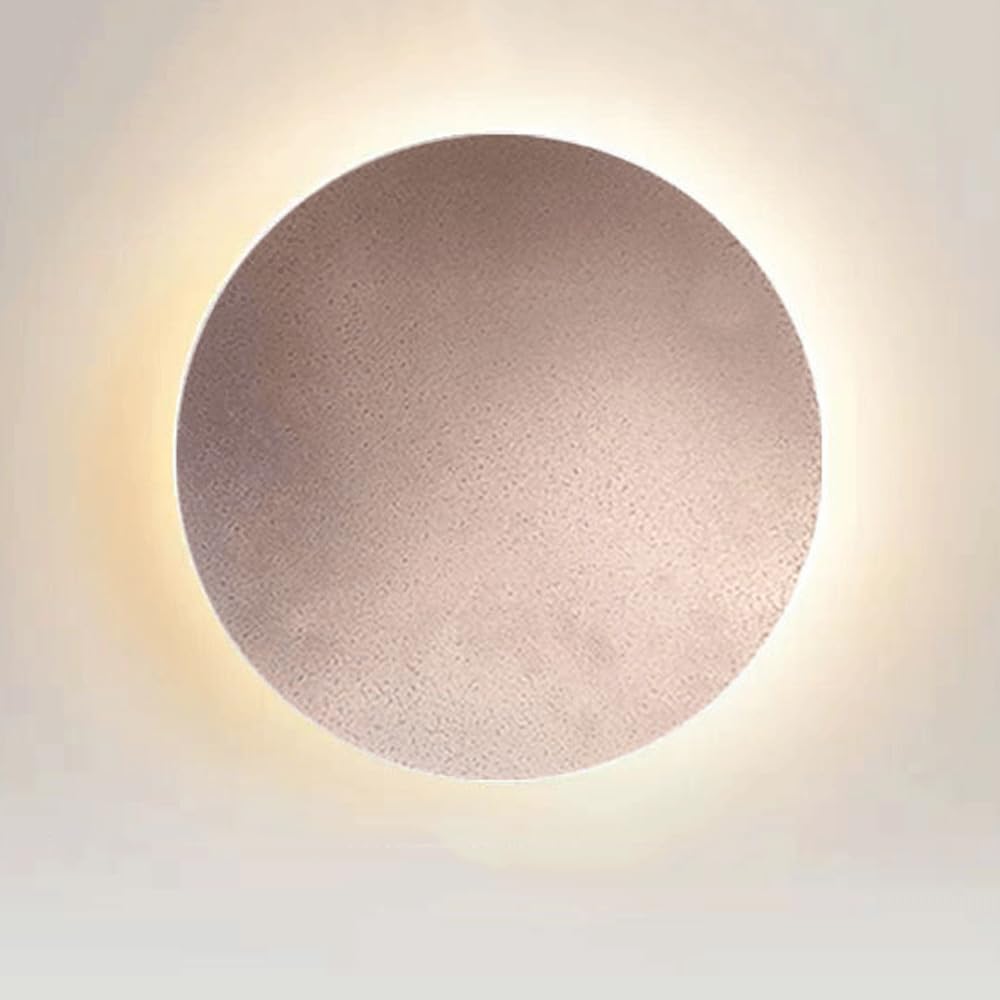 RXPVUXE Modern Home Decor Wall Sconce Lighting Round LED Wall Mount Lamp Circular Metal Hardwired Wall Light, 3000K Warm White Hallway Stairs Bedside Wall Sconces, Dia-20cm/dia-30cm