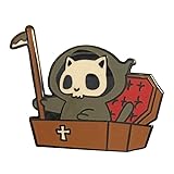 Grim Reaper Death Cat Kitty Kitten Coffin Halloween Cute Kawaii Skull Skeleton 1.25' Enamel Pin Badge