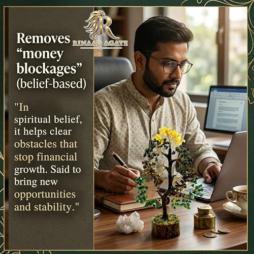 Image of Money Magnet Crystal Tree with 300 Chips - 11 Inch Vastu Feng Shui Wealth Tree for Home & Office, Prosperity, Good Luck, Positive Energy Decor, Best Gift for Success & Financial Growth in India