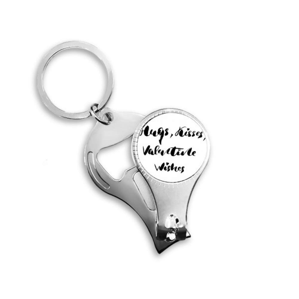 Pince à ongles avec citation Hugs Kisses Valentine Wishes en acier pour manucure