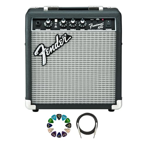 Fender Frontman 10G Guitar Combo Amplifier - Black Bundle with Cable and Austin Bazaar Exclusive 12-Pack Picks