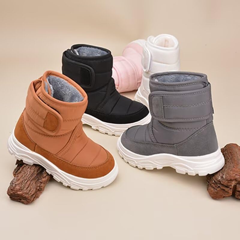 Zonkacen Kids Boy Girl Anti Skid Solid High Top Cotton Trekking Shoes for Spring Autumn Outdoor Sport Walk Exercise Athletic Mountaineering New Year Brown Toddler 7.5