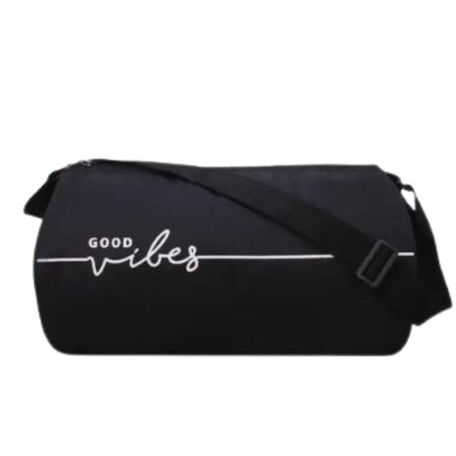 JAIS BOY Good Vibes Duffle Bag, 20L Sports Gym Travel Bag, Black Faux Leather, Adjustable Shoulder Strap, 23x23x45 cm-image-15
