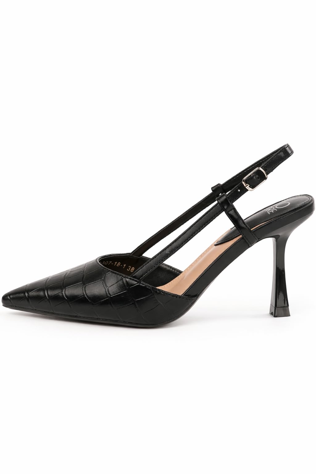 Zapatos de tacón para mujer, tacón de 10 cm, negro, piel sintética suave, zapatos cómodos con tacón, tacones altos, hondas, AH2307-18