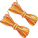 DLLM 平紐 靴紐 2色 フラットシューレース おしゃれ 靴ひも ハット紐 オシャレ カラー紐 滑り止め 幅 6mm 長 200cm 2本 黄 赤 580820