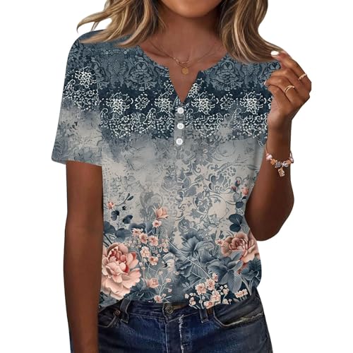 Womens Summer Tops Dressy Casual Short Sleeve 2025 Summer Tops V Neck Button Down Business Ladies Tunic Blouses