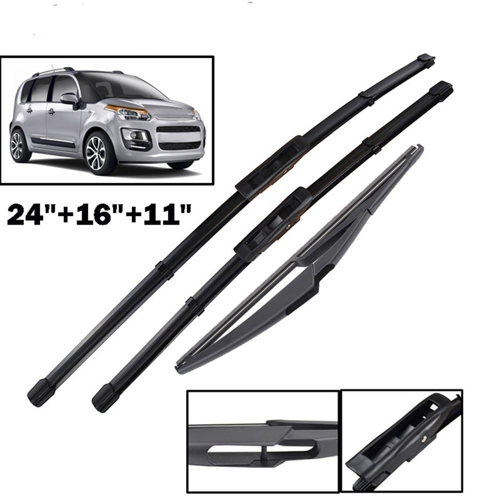 Spazzole Tergicristallo Spazzole Tergicristallo Anteriori Posteriori Per Citroen C3 Per Picasso 2011-2016 2017 Parabrezza Parabrezza Finestra Pioggia Spazzole 24 "+ 16" + 11" Tergicristallo Auto
