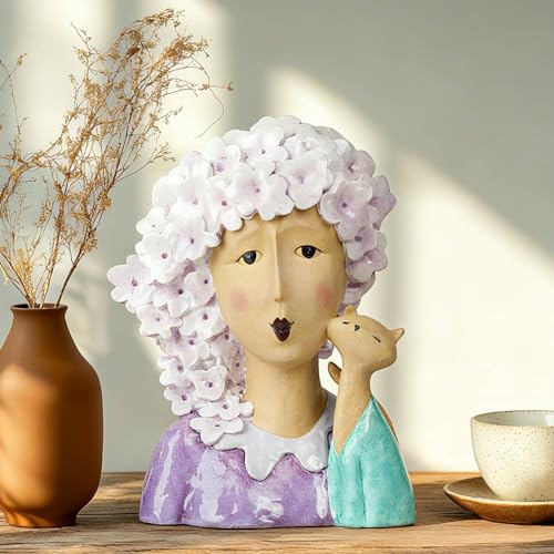 DiliComing Garden-Statues Women-Head Statues for Home Decor - 13 Inch